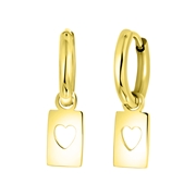 Stalen oorringen goldplated bar open hart (1059606)