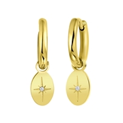 Ohrringe, Edelstahl, vergoldet, mit Anhänger, oval, Stern (1059622)