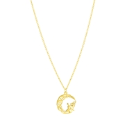 Halskette, 375 Gold, Anhänger, Mond mit Engel (1059855)