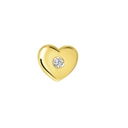 Zilveren goldplated oorknop hart zirkonia (1059993)