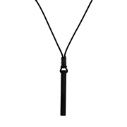 Leren ketting met zwarte gerecycled stalen hanger bar (1060091)