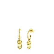 Zilveren goldplated oorbellen met hanger klomp (1060297)