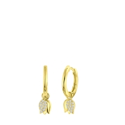 Zilveren goldplated oorbellen met hanger tulp (1060302)