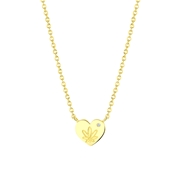 Zilveren goldplated ketting hanger hart/wietblad (1060319)
