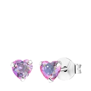 Kinderohrringe, 925 Silber, mit rosafarbenem Kristall, Herz (1060465)