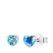 Zilveren kinderoorbellen met aqua kristal hart (1060467)