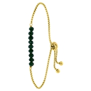 Armband, Edelstahl, vergoldet, mit dunkelgrünen Perlen (1060760)