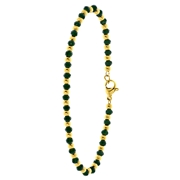 Armband, Edelstahl, vergoldet, mit dunkelgrünen Perlen (1060761)