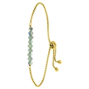 Armband, Edelstahl, vergoldet, mit hellgrünen Perlen (1060762)