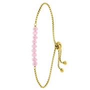 Armband, Edelstahl, vergoldet, mit rosafarbenen Perlen (1060766)