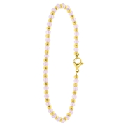 Armband, Edelstahl, vergoldet, mit rosafarbenen Perlen (1060767)
