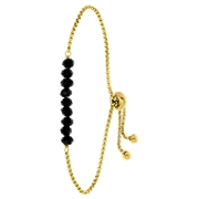 Armband, Edelstahl, vergoldet, mit schwarzen Perlen (1060772)