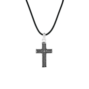 Herrenkette, Gummi, mit Edelstahlanhänger, Kreuz (1061163)