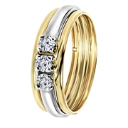Zweifarbiger Ring, 375 Gold, mit Zirkonia (1061314)