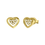 Zilveren kinderoorbellen gold dubbel hart zirkonia (1061481)