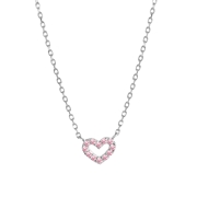 Zilveren kinderketting hart licht roze zirkonia (1061522)