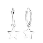Zilveren oorringen met hanger star (1061857)