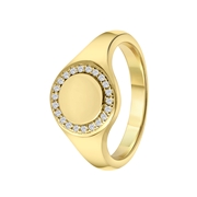 Ring, recyceltes Silber, vergoldet, Scheibe, Zirkonia (1062455)