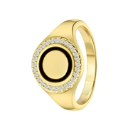 Ring, recyceltes Silber, vergoldet, Scheibe, Zirkonia (1062469)