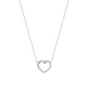 Gerecycleerd zilveren ketting&hanger hart zirkonia (1062476)