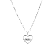 Zilveren ketting met hanger hart kiss (1062908)