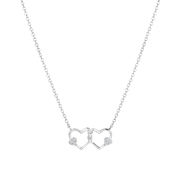 Halskette, 925 Silber, mit Anhänger, doppeltes Herz, Zirkonia (1062996)