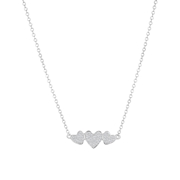 Halskette, 925 Silber, mit Anhänger, drei Herzen, Zirkonia (1062997)