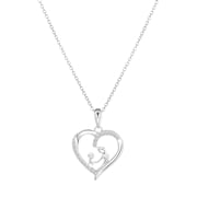 Halskette, 925 Silber, mit Herz, Mutter und Kind, Zirkonia (1062999)