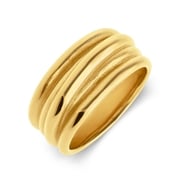 Stalen goldplated ring met ribbels smal (1071276)