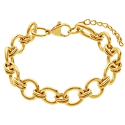 Stalen goldplated armband glad breed (1071310)