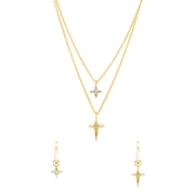 Silbernes Schmuck-Set Halskette und Ohrringe Kreuz, Vergoldet (1071373)