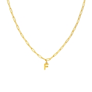Stalen goldplated ketting closed forever letter F (1071419)