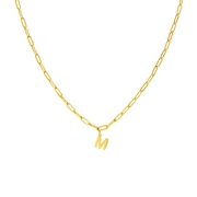 Stalen goldplated ketting closed forever letter M (1071426)