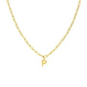 Stalen goldplated ketting closed forever letter P (1071429)