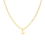 Stalen goldplated ketting closed forever letter U (1071434)