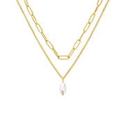 Stalen goldplated ketting closed forever parel (1071443)