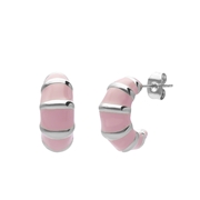 Stalen oorbellen met roze emaille (1071474)