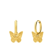 Stalen goldplated oorbellen met vlinder (1071477)