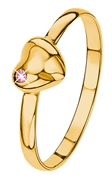 Gold plated kinderring hart roze zirk (1017023)
