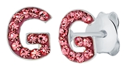 Zilveren kinderoorbellen initialen roze kristal (1031140)