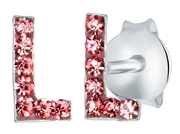 Silberne Kinderohrringe Initalien rosa Kristall (1031140)