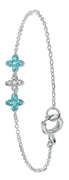 Silbernes Armband Blumen mit blauen & weißen Zirkonia (1031153)