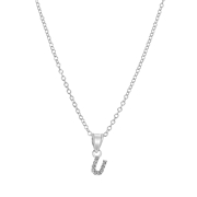 Kinder-Halskette, 925 Silber, Initialen mit weißem Kristall (1044522)