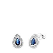 Ohrringe aus 925 Silber, Tropfen mit blauem Zirkonia (1058011)