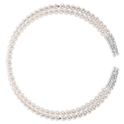 Silberfarbener Bijoux-Halsreif mit Perlen (1058078)