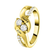 Ring, 925 Silber, vergoldet, Gravur, Zirkonia (1059061)