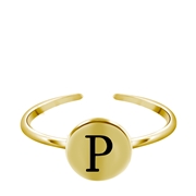 Zilveren ring alfabet verstelbaar goldplated (1059540)