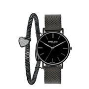 Schmuckset aus Edelstahl, schwarz beschichtet, mit Armbanduhr (1059777)