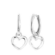 Zilveren oorringen met hanger open hart (1060003)