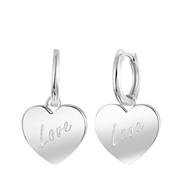 Zilveren oorringen met hanger hart/love (1060004)